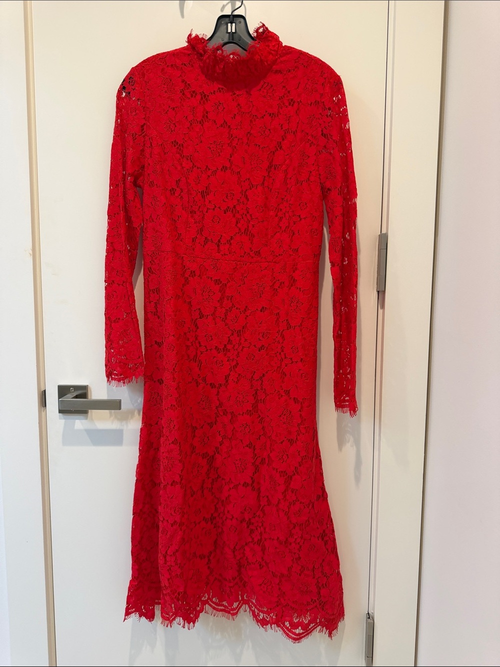 STYLEWE Red Long Sleeve Lace Midi Dress
